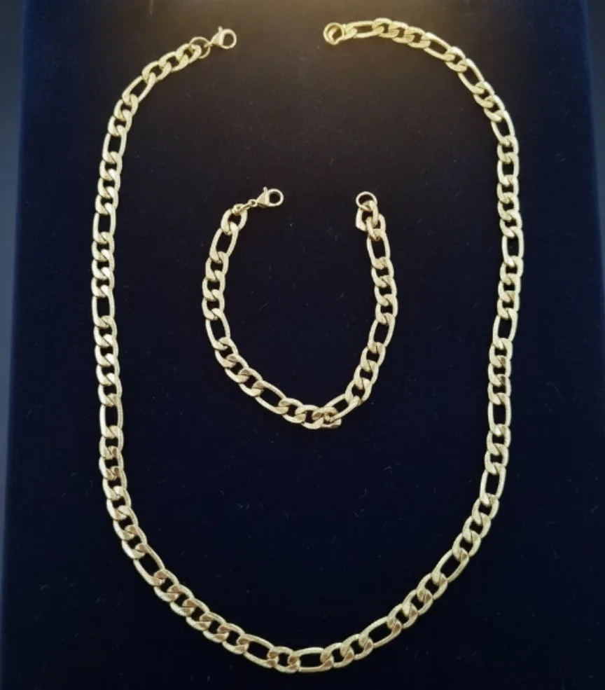 Classic Gold Link Chain Neckalce & Bracelet Set